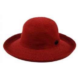 12 Wholesale Wide Brim Sun Bucket Hats In Burgandy