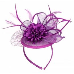 12 Pieces Fascinator With Flower Trim In Lavender - Church Hats