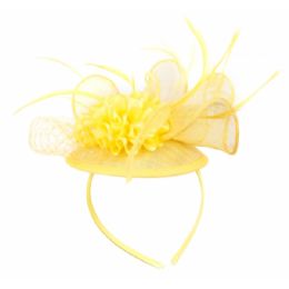 12 Pieces Fascinator With Flower Trim In Yellow - Church Hats