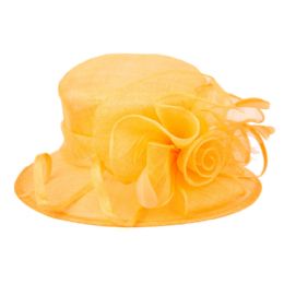 8 Pieces Sinamay Fascinator With Flower Trim In Orange - Church Hats