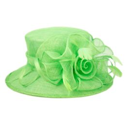 8 Wholesale Sinamay Fascinator With Flower Trim In Green