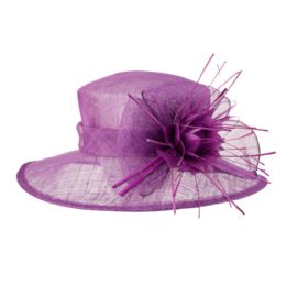12 Pieces Sinamay Fascinator With Big Flower Trim In Lavender - Church Hats