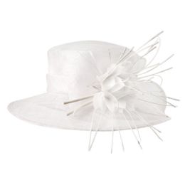 12 Wholesale Sinamay Fascinator With Big Flower Trim In White
