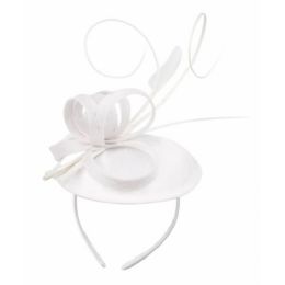 12 Pieces Sinamay Fascinator With Ribbon Trim In White - Church Hats
