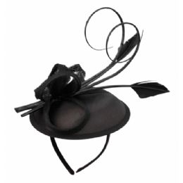 12 Pieces Sinamay Fascinator With Ribbon Trim In Black - Church Hats