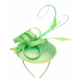 12 Pieces Sinamay Fascinator With Ribbon Trim In Green - Church Hats
