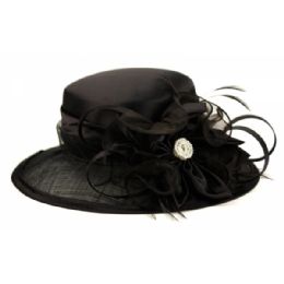 12 Pieces Fascinator With Big Flower Trim In Black - Church Hats