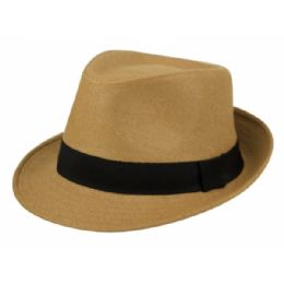 24 Wholesale Paper Straw Fedora Hats In Brown