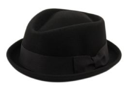 12 Wholesale Wool Felt Fedora Hats In Black