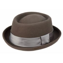 24 Pieces Wool Felt Fedora Hats In Gray - Fedoras, Driver Caps & Visor