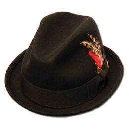 12 Pieces Wool Felt Fedora Hats With Feather In Black - Fedoras, Driver Caps & Visor