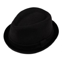 24 Wholesale Oval Crown Wool Blend Fedora With Self Fabric Band