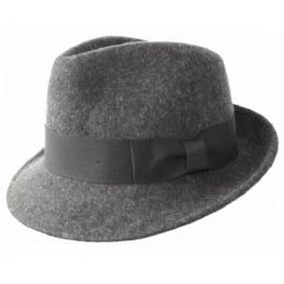 6 Pieces Wool Felt Fedora Hats With Grosgrain Band In Gray - Fedoras, Driver Caps & Visor