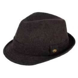24 Wholesale Wool Blend Fedora With Self Fabric Band In Charcoal