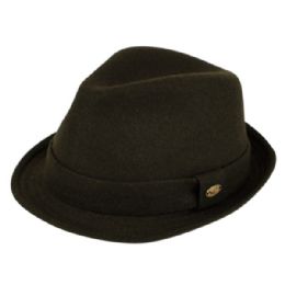 24 Wholesale Wool Blend Fedora With Self Fabric Band In Olive