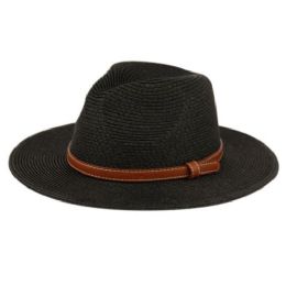 24 Wholesale Braid Straw Panama Hats With Leather Band