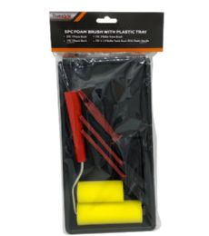 48 Wholesale 5pc Foam Brush W Plastic Tray