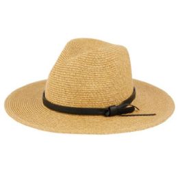 12 Wholesale Braid Straw Panama Hats With Leather Band