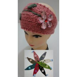 48 Wholesale Hand Knitted Ear Band [flower With Lace]
