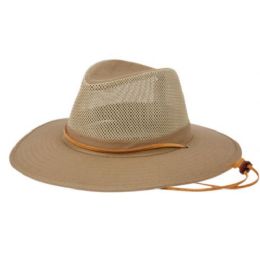 12 Wholesale Outdoor Bucket Hats With Mesh Crown In Tan