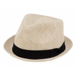 12 Wholesale Linen Cotton Fedora Hats With Grosgrain Band