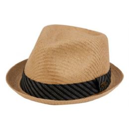 12 Wholesale Small Brim Straw Fedora Hats With Fabric Band