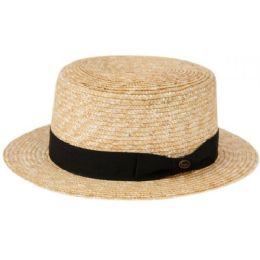 12 Wholesale Classic Straw Boater Hats With Black Band