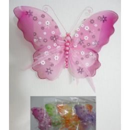 36 Pieces 7"x9" Sheer Clip On Butterfly - Girls Toys