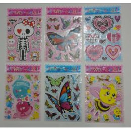 144 Wholesale 7.75"x10" Puffy Sticker SheeT-6 Styles