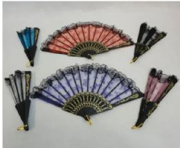 48 of Folding Fan With Lace [glitter Butterflies]