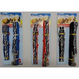 24 of Zebra Print Collar & Leash Combo
