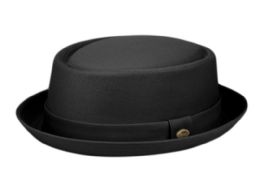 12 Wholesale Pork Pie Cotton Fedora Hat In Black
