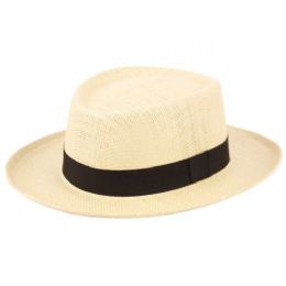 12 Wholesale Gambler Style Paper Straw Hats W/black Band