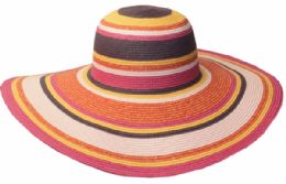 12 Wholesale Straw Braid Stripe Floppy Hats