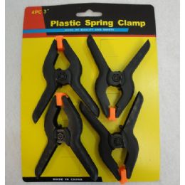 72 Wholesale 4 Piece 3" Plastic Spring Clamps