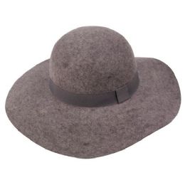 3 Pieces Ladies Wool Felt Hats With Grosgrain Band In Charcoal - Fashion Winter Hats