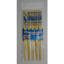 72 Wholesale 9" Printed Wood & Bamboo ChopstickS--Blue