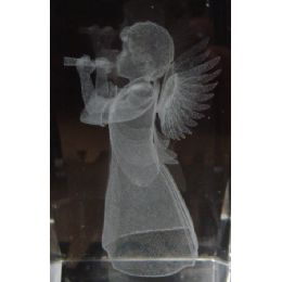 12 Pieces 3d Laser Etched CrystaL-New Angel With Horn - Etched Crystal Figurines