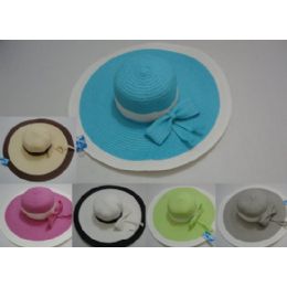 72 Pieces Ladies LG-Brim Sun Hat With Bow [twO-Tone] - Sun Hats