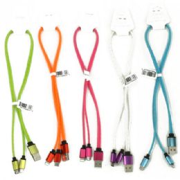 500 Wholesale 20 Inch 2 In 1 High Speed Charging Cables For I-5 / I-6 And All Other NoN-Apple Phones. Assorted Colors. Retail PeG-Able