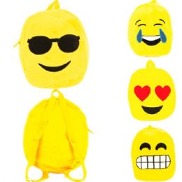 60 Wholesale Plush Emoji Backpack In Assorted Prints (dimensions: 12 X 9 X 3)