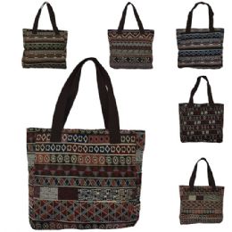 60 Wholesale Aztec Design Tapestry Tote In Assorted Prints (dimensions: 11 X 15 X 4)