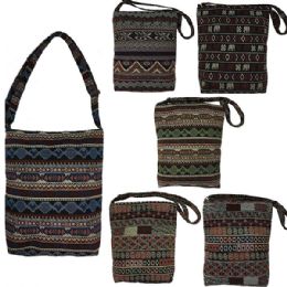 60 Wholesale Oversize Tapestry Xbody In Assorted Aztec Prints (dimensions: 15 X 12 X 4)