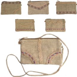 120 Wholesale Jute Clutch / Xbbody Bag In Assorted Prints (dimensions: 6 X 9)