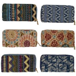 120 Wholesale Quality One Zip Wallet In Assorted Prints And Colors (dimensions: 4 X 7.5)