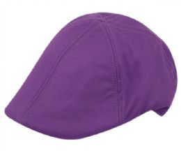 12 Pieces Cotton Duckbill Ivy Caps In Purple - Fedoras, Driver Caps & Visor