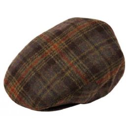 12 Wholesale Plaid Wool Flat Ivy Caps W/satin Quilted Lining