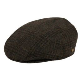 12 Wholesale Plaid Wool Flat Ivy Caps W/satin Quilted Lining In Olive