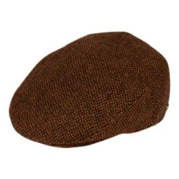 12 Wholesale Tweed Wool Ivy Caps W/satin Quilted Lining In Brown
