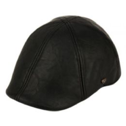12 Wholesale Faux Leather Duckbill Ivy Cap In Black